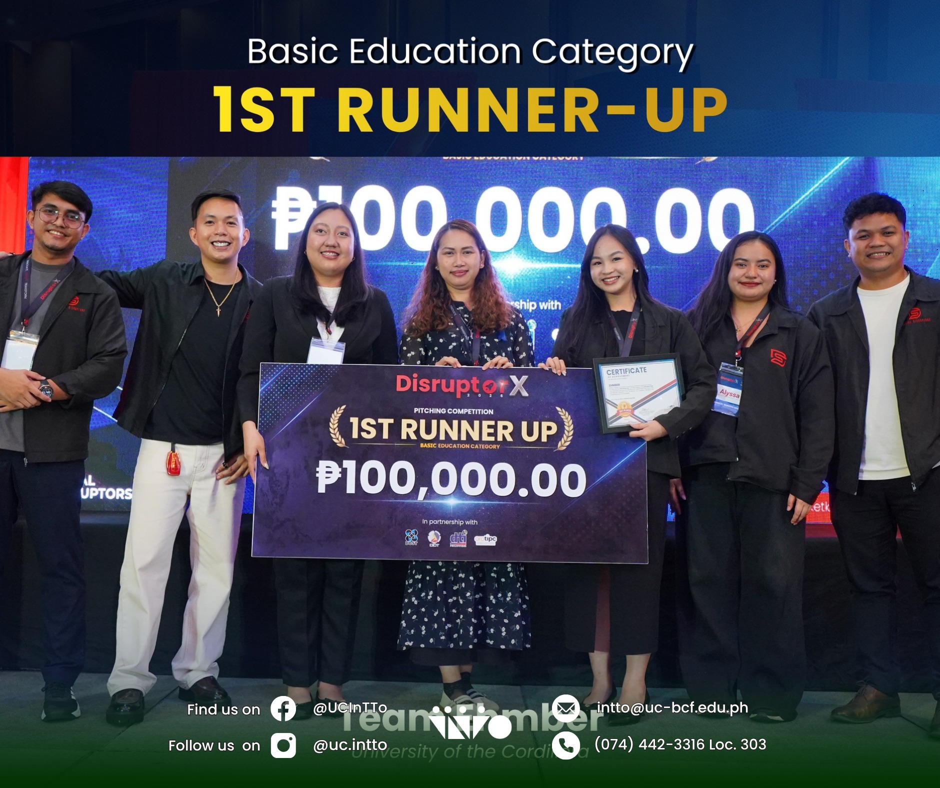 Three UC Baguio Teams Reached the National Finals of DisruptorX 2026. One of Them Came Home with 1st Runner-Up.